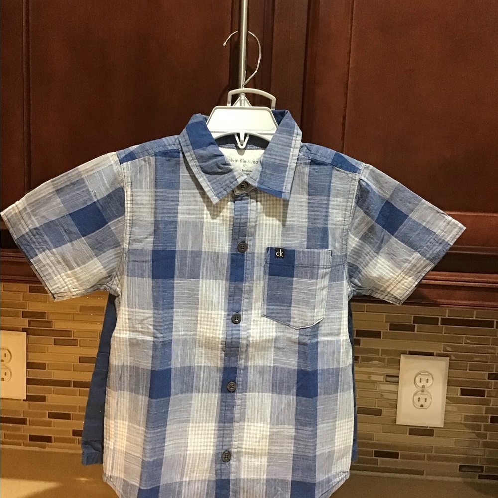 Calvin Klein Boys Outfit  Short Plaid Top Size 5